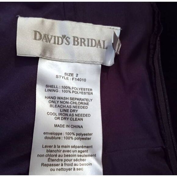 DAVID'S BRIDAL PURPLE CHIFFON ONE SHOULDER GOWN SZ.2 EUC. - Picture 7 of 7